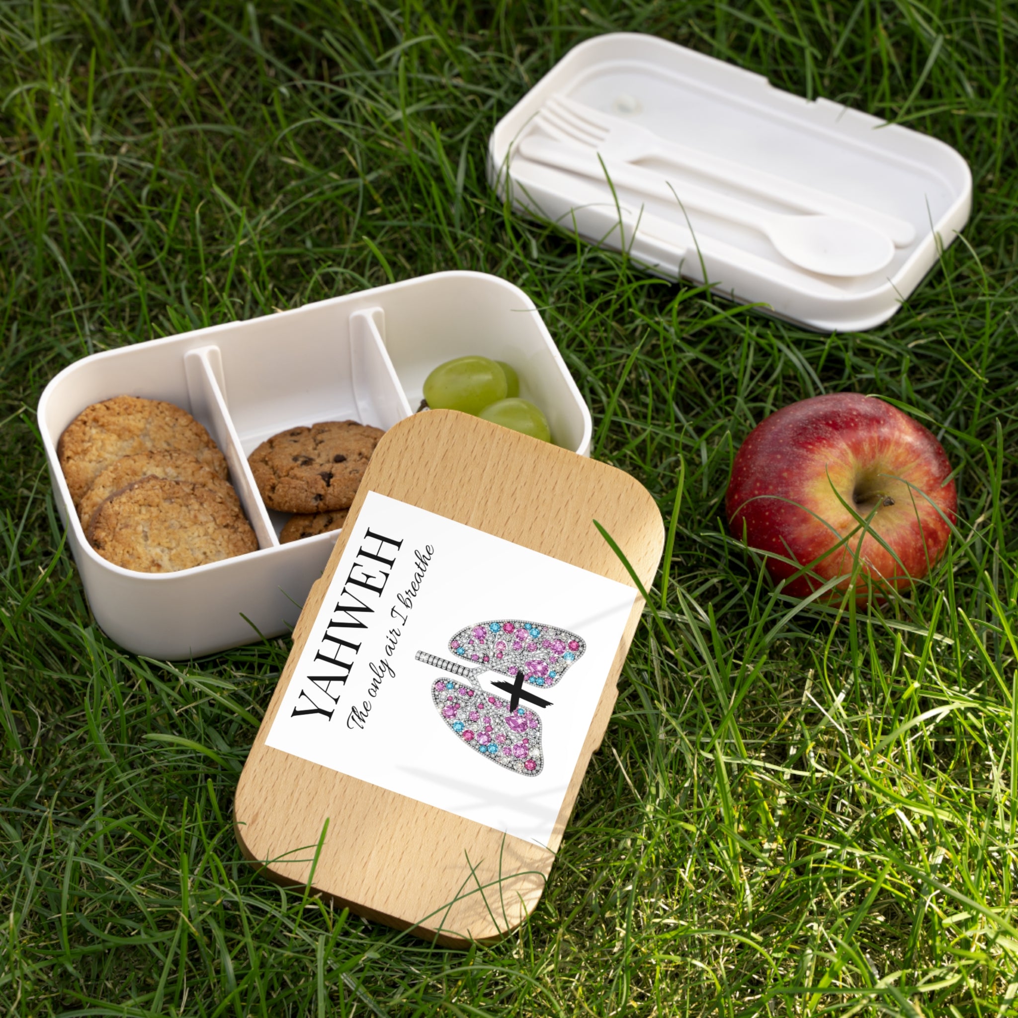 Bento Lunch Box - Yahweh "The Only Air I Breathe" Floral Lungs Christian Bento Box