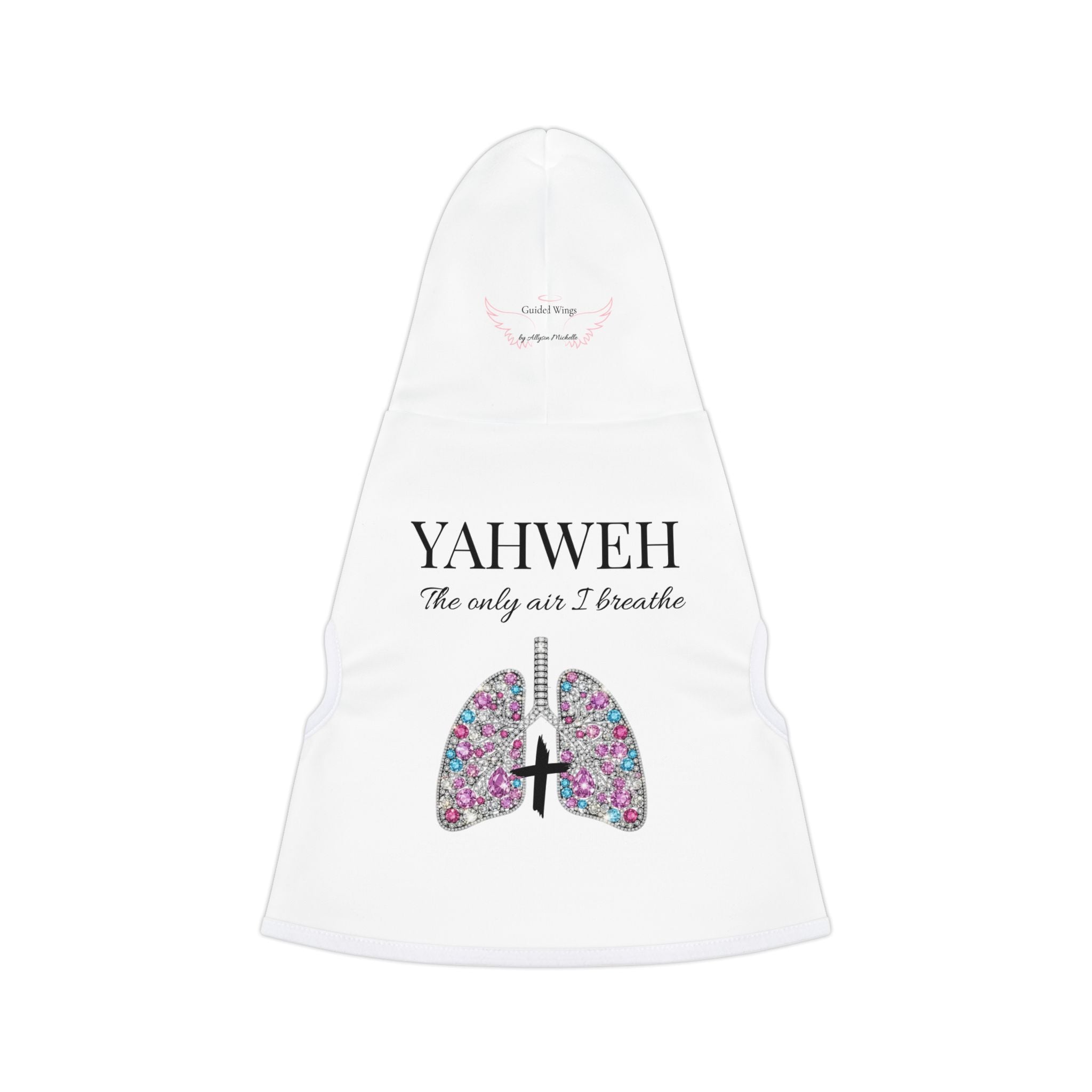 Pet Hoodie — "YAHWEH The only air I breathe" Christian Pet Hoodie with Floral Lungs Graphic