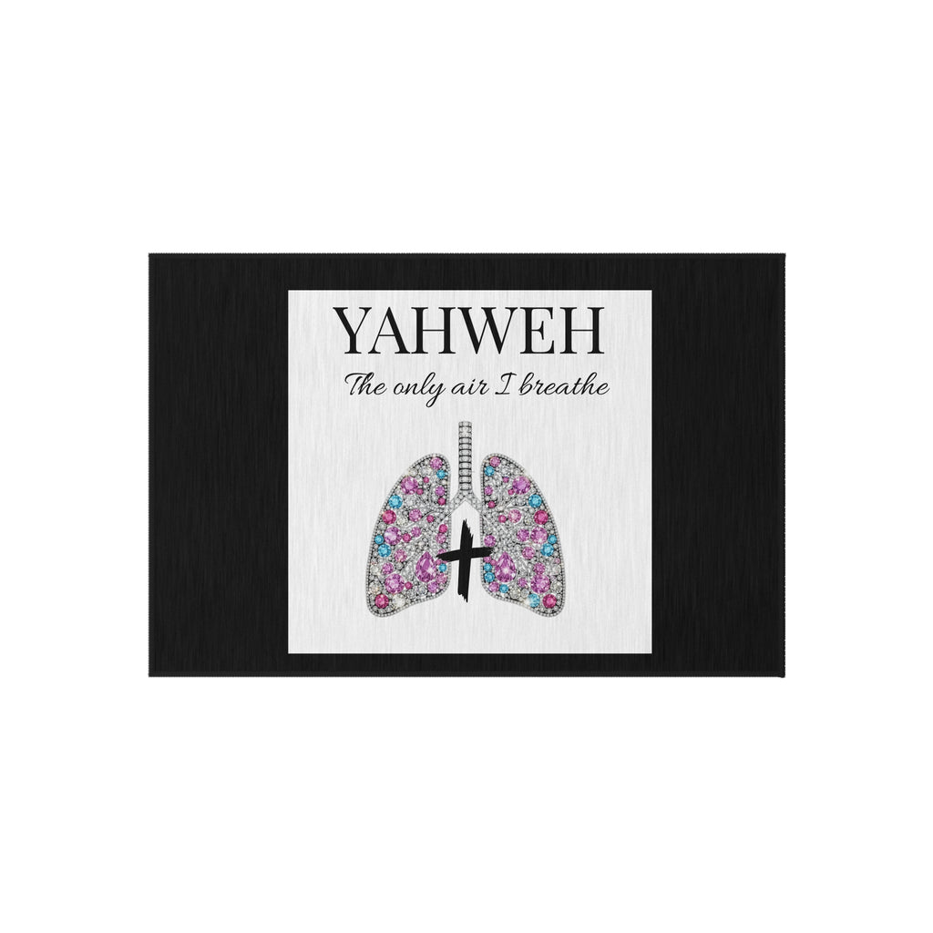 Outdoor Rug — 'YAHWEH The Only Air I Breathe' Floral Lungs Doormat