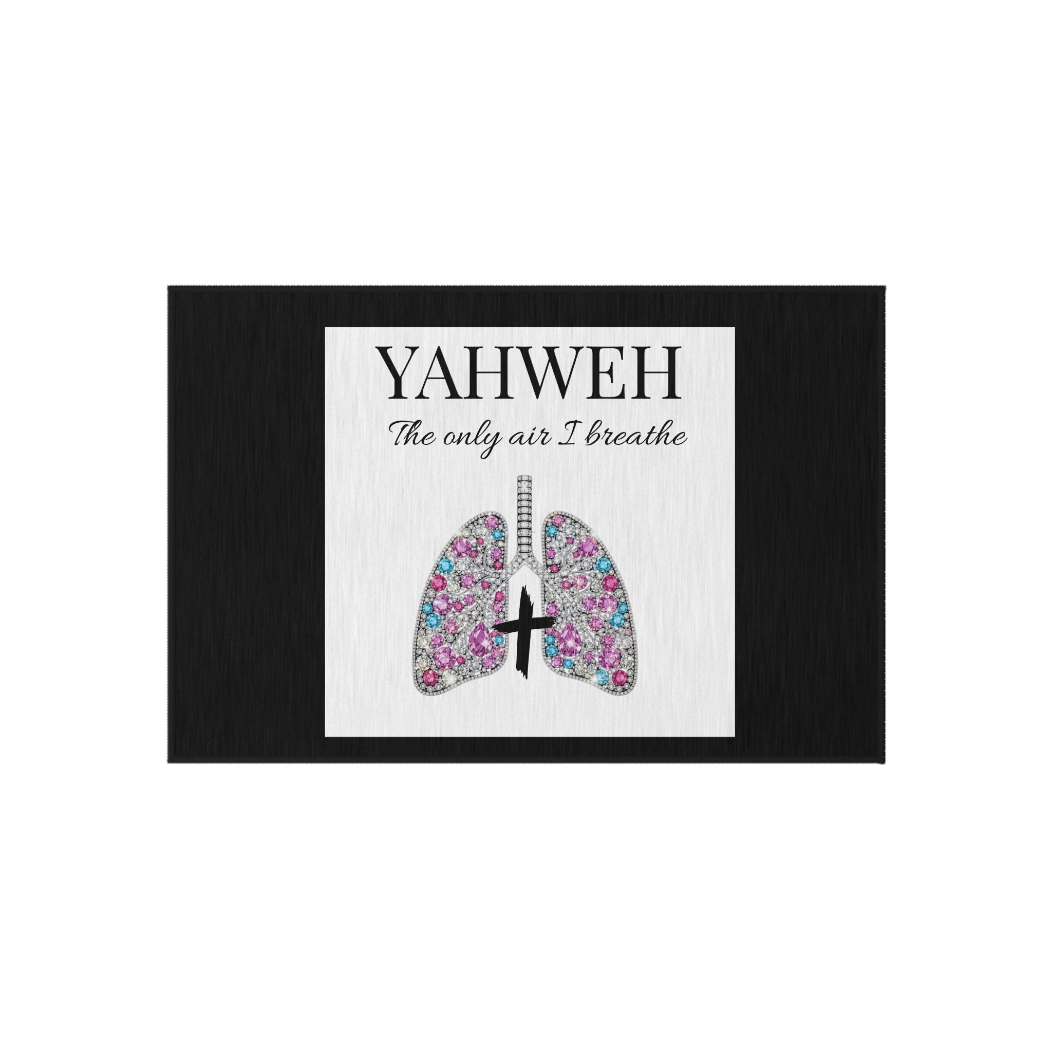 Outdoor Rug — 'YAHWEH The Only Air I Breathe' Floral Lungs Doormat