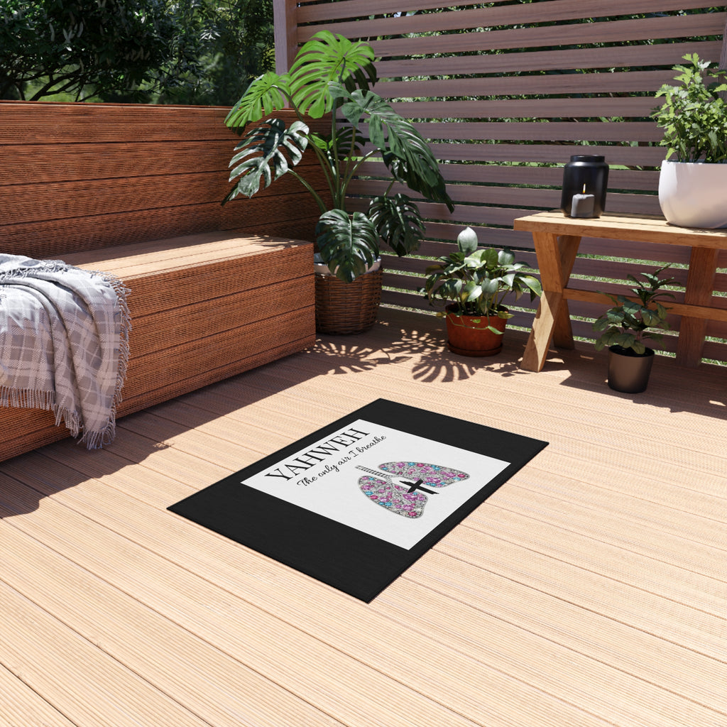 Outdoor Rug — 'YAHWEH The Only Air I Breathe' Floral Lungs Doormat
