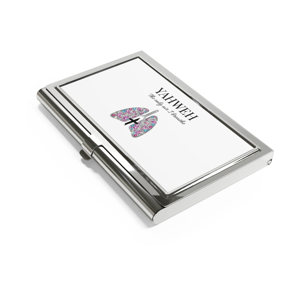 Business Card Holder — "YAHWEH The Only Air I Breathe" Floral Lungs Christian Card Case
