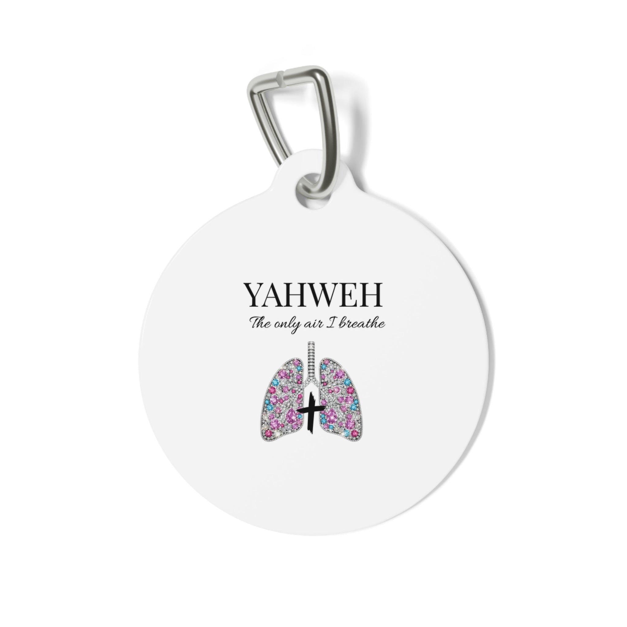 Pet Tag — "Yahweh The Only Air I Breathe" Floral Lungs Christian Dog ID Tag