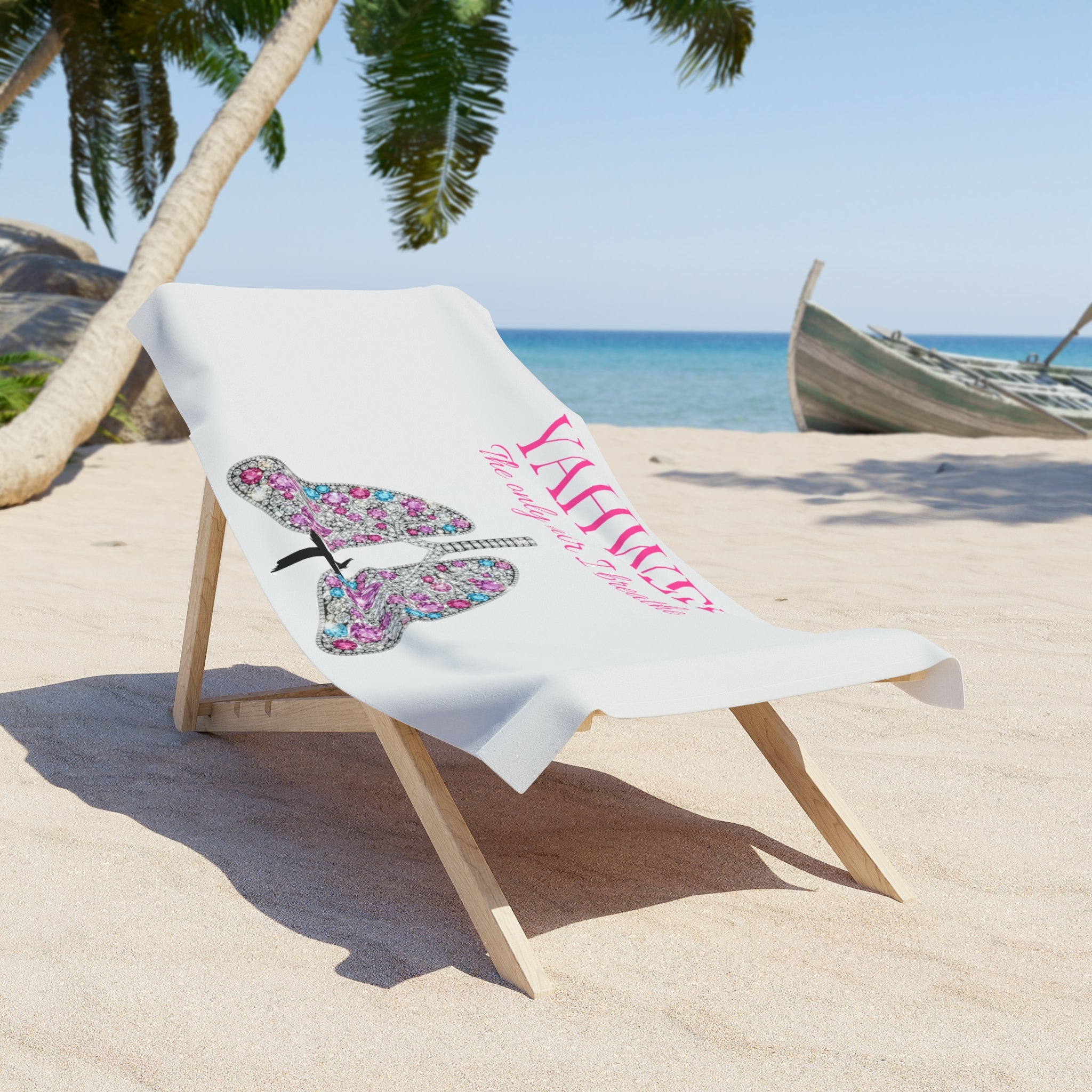 Beach Towel — "YAHWEH The Only Air I Breathe" Floral Lungs Christian Faith Towel