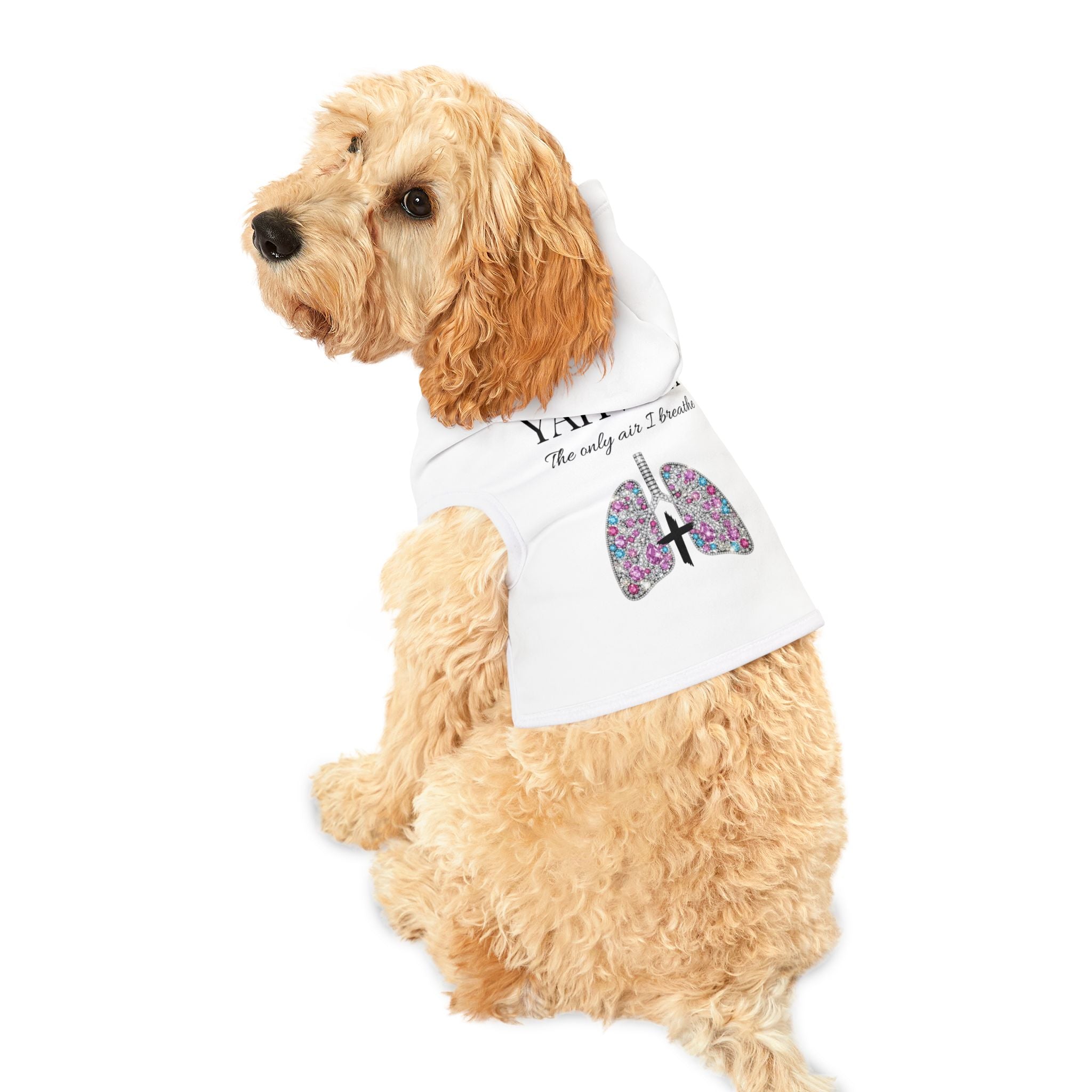 Pet Hoodie — "YAHWEH The only air I breathe" Christian Pet Hoodie with Floral Lungs Graphic