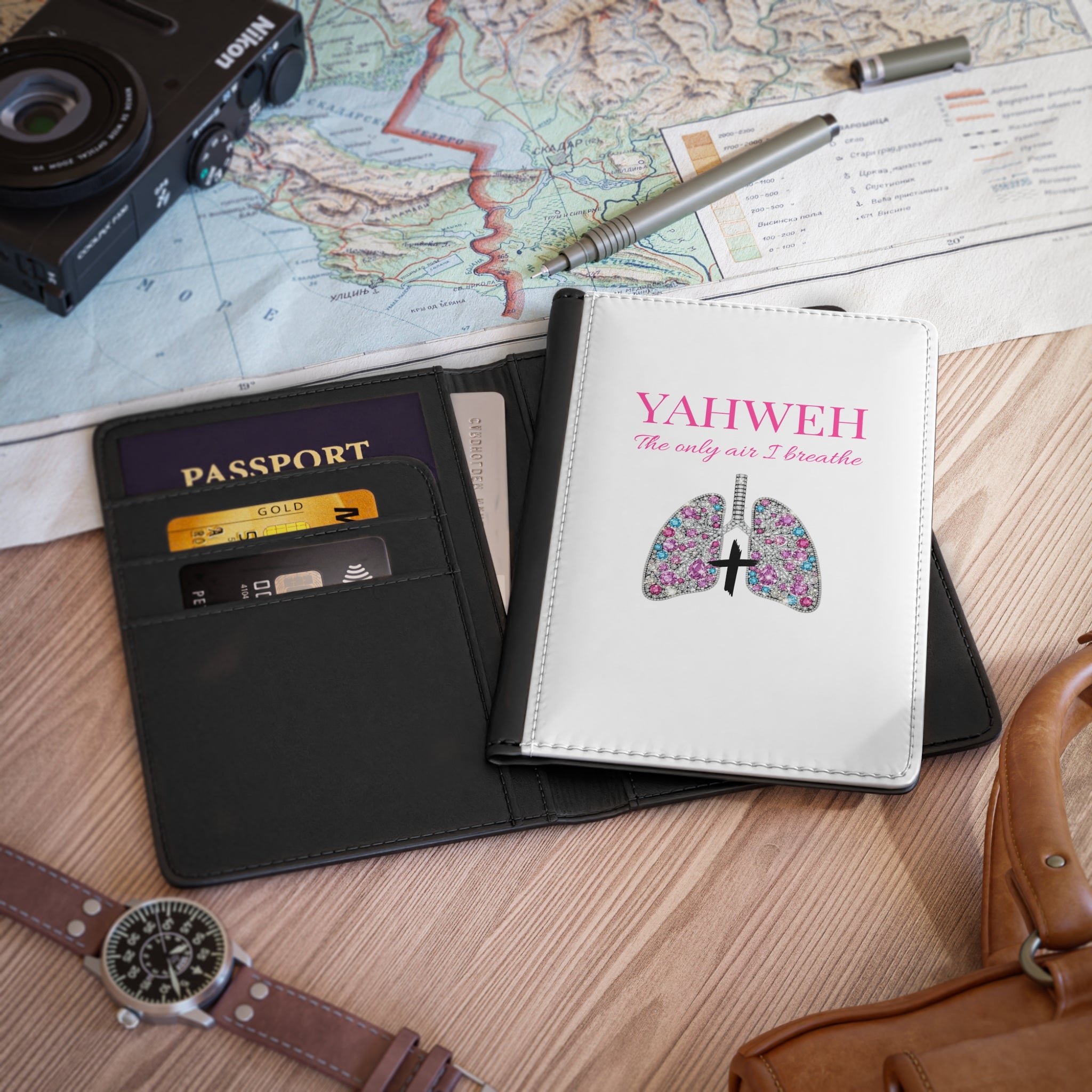 Christian "Yahweh The Only Air I Breathe" Floral Lungs Passport Cover