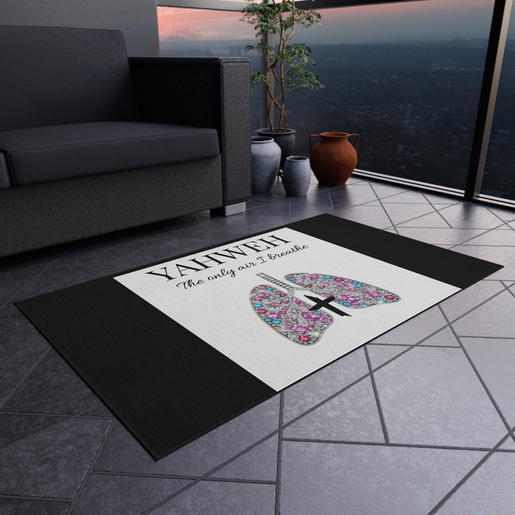 Outdoor Rug — 'YAHWEH The Only Air I Breathe' Floral Lungs Doormat