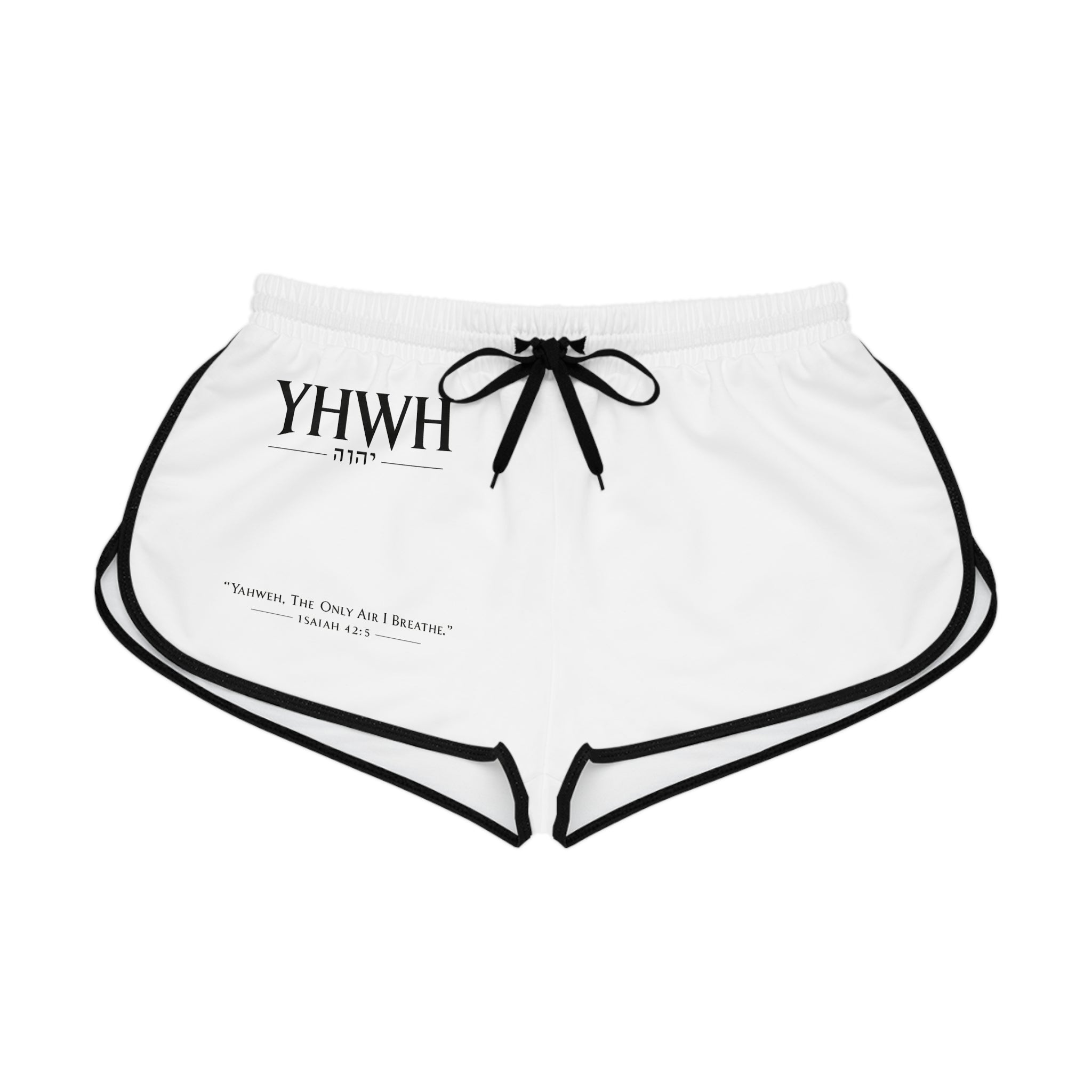 YHWH Faith Circle Women's Relaxed Shorts — Inspirational Scripture Psalm 46:10 AOP