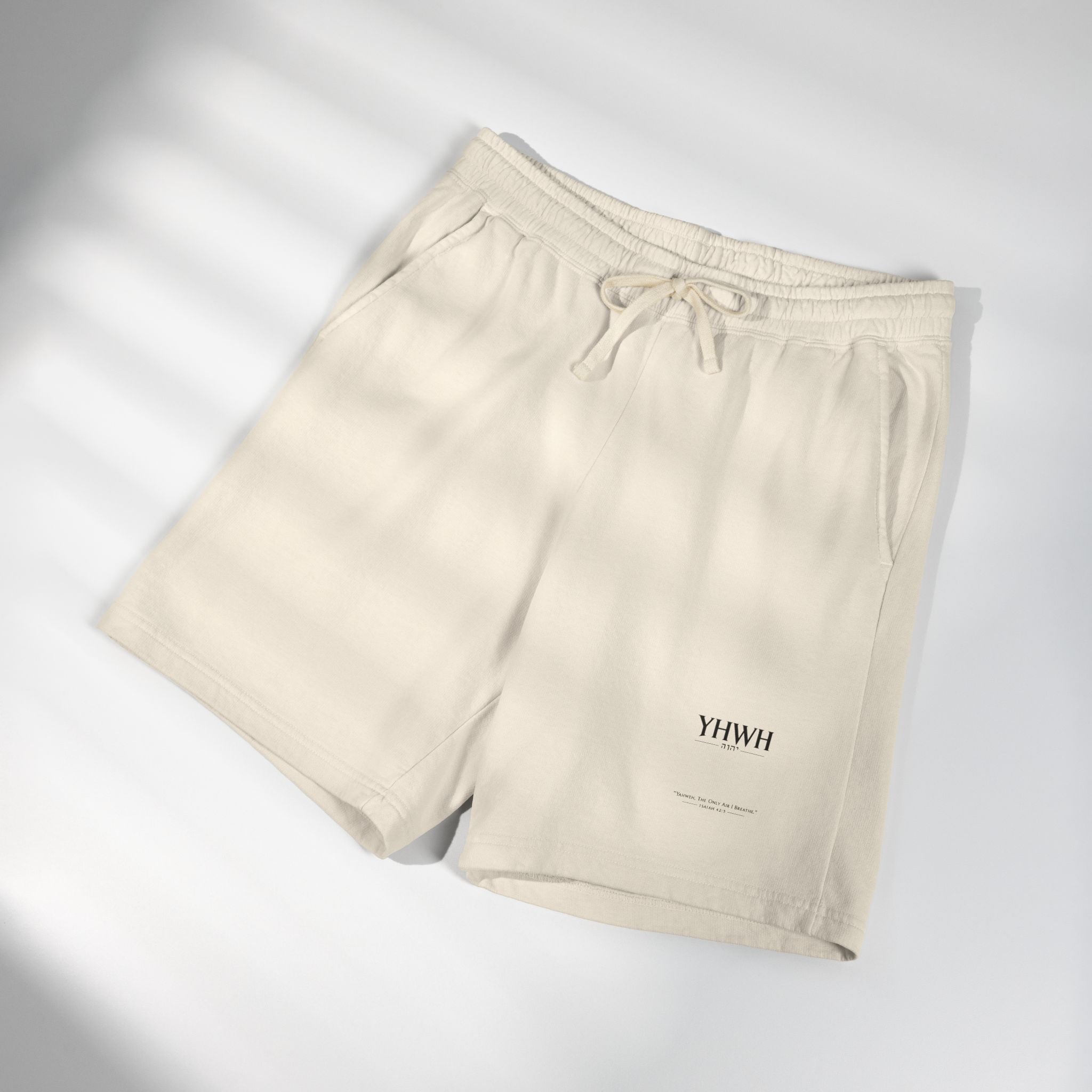 YHWH Minimalist Fleece Sweat Shorts — Lightweight Garment-Dyed Lounge Shorts