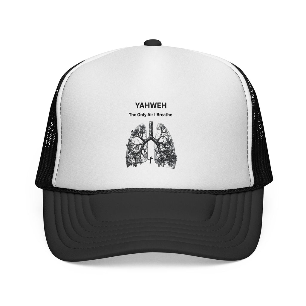 YAHWEH "The Only Air I Breathe" Trucker Cap — Faith Lungs Graphic Hat