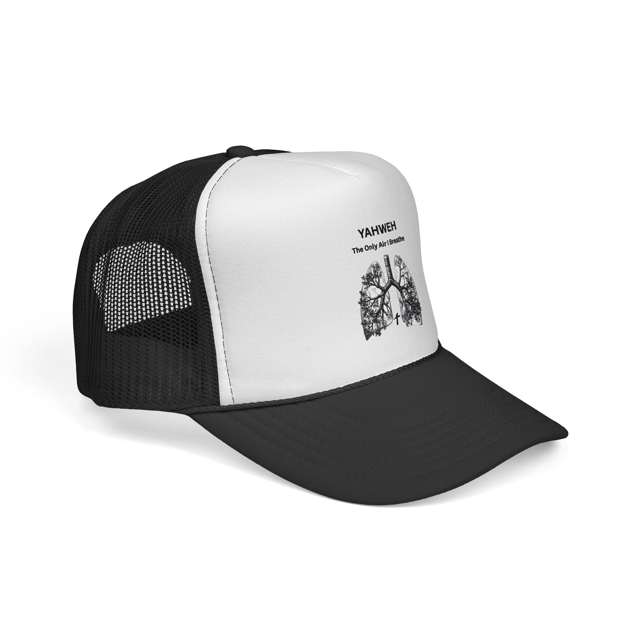 YAHWEH "The Only Air I Breathe" Trucker Cap — Faith Lungs Graphic Hat