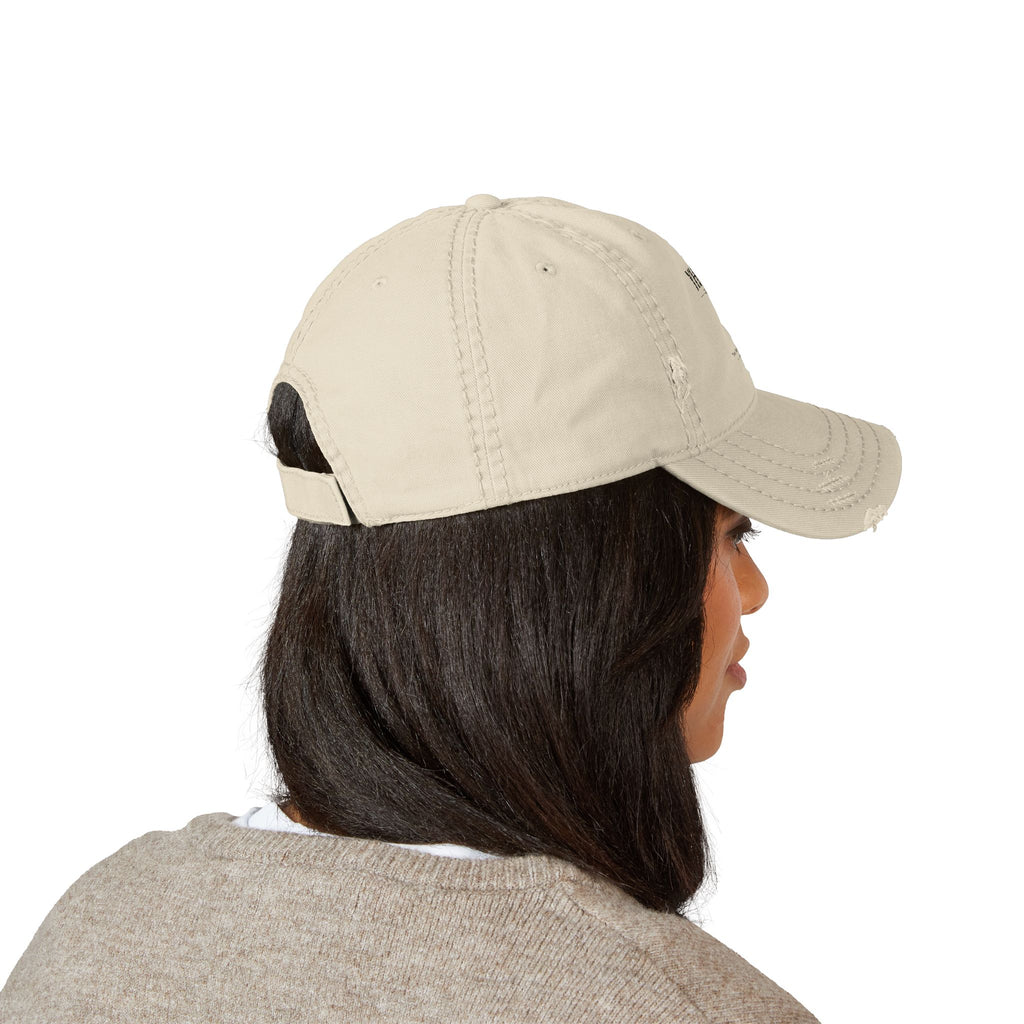Distressed Embroidered Dad Hat — YHWH Minimalist Baseball Cap