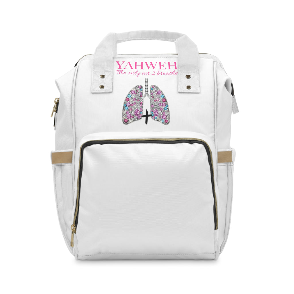 YAHWEH The Only Air I Breathe Lungs & Cross Diaper Backpack — Floral Lungs Bereavement Baby Bag