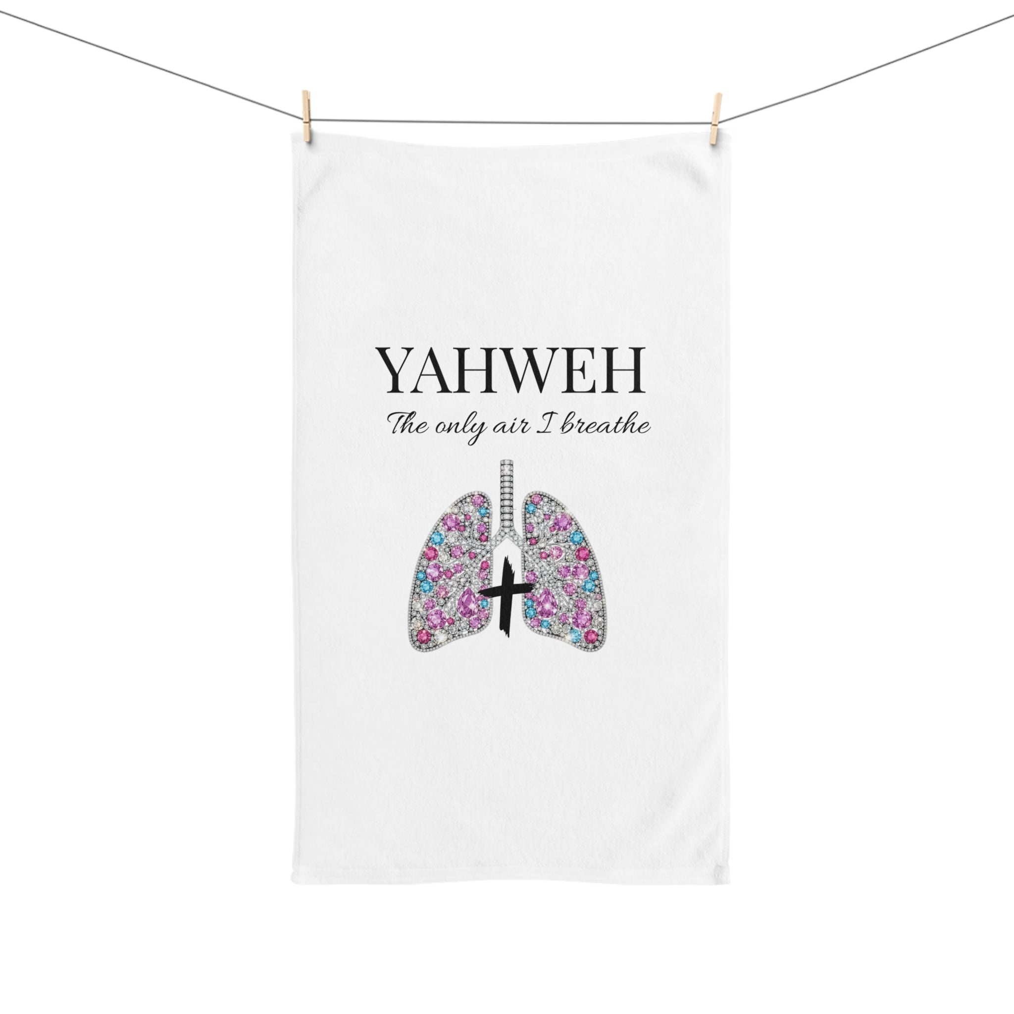 YAHWEH The Only Air I Breathe Floral Lungs Hand Towel — " Christian Tea Towel