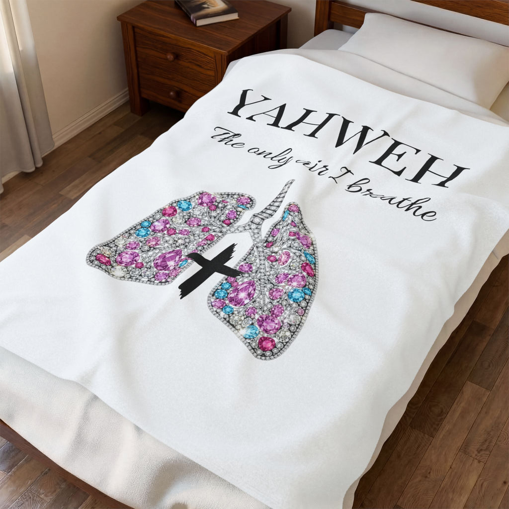 Yahweh 'The Only Air I Breathe' Plush Blanket — Sparkling Lungs Christian Throw