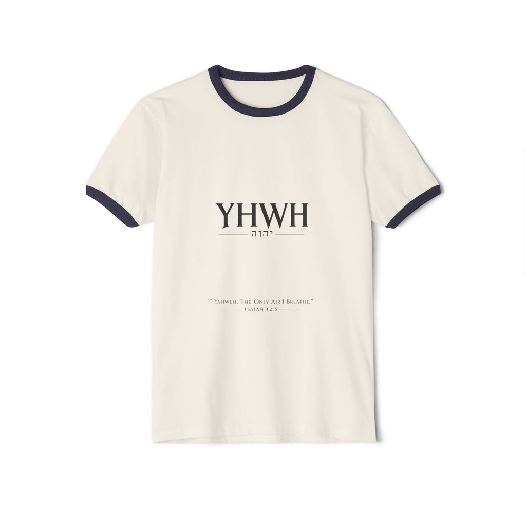 YHWH Hebrew Ringer T‑Shirt — Minimal Faith Tee with Divine Name