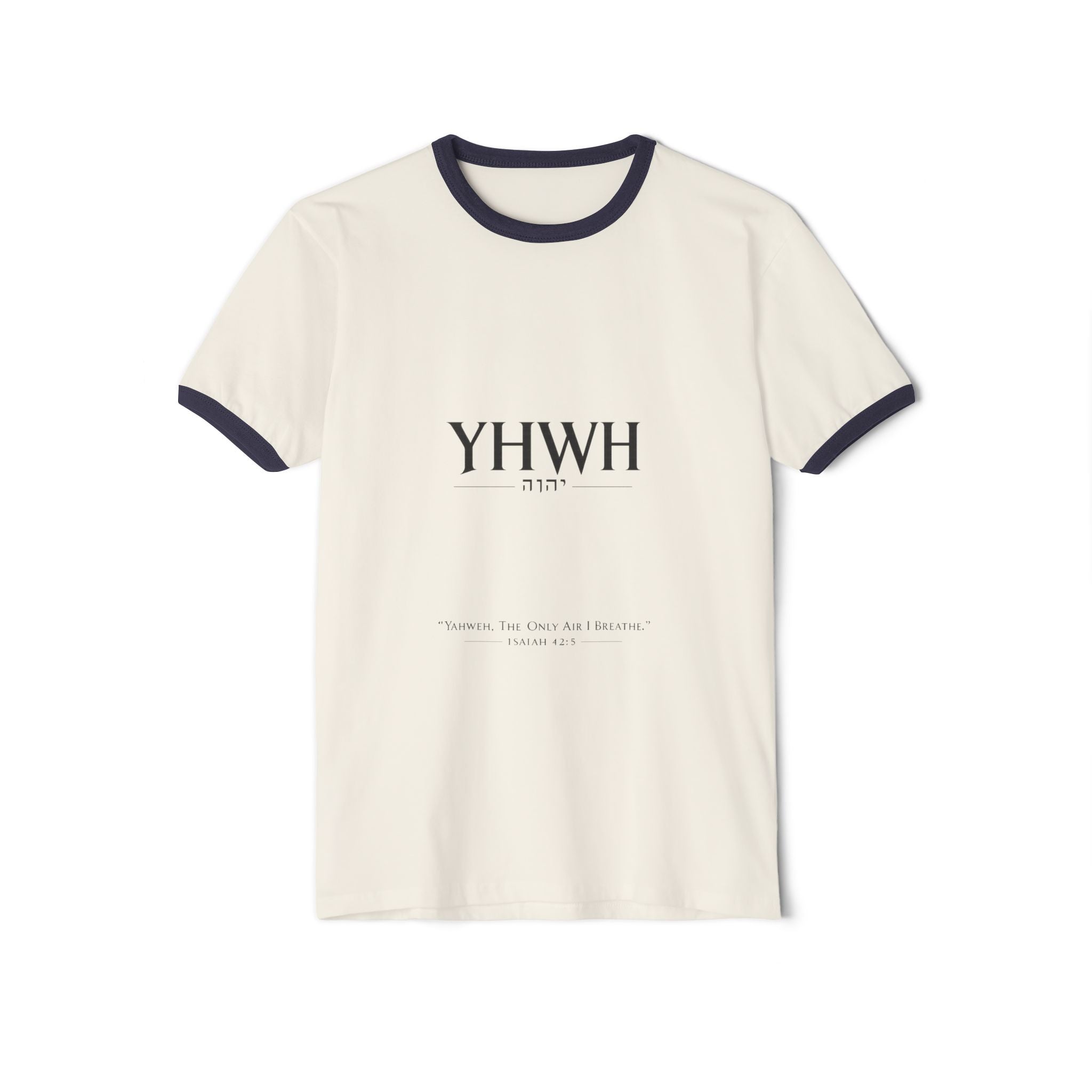 YHWH Hebrew Ringer T‑Shirt — Minimal Faith Tee with Divine Name