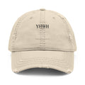 Distressed Embroidered Dad Hat — YHWH Minimalist Baseball Cap