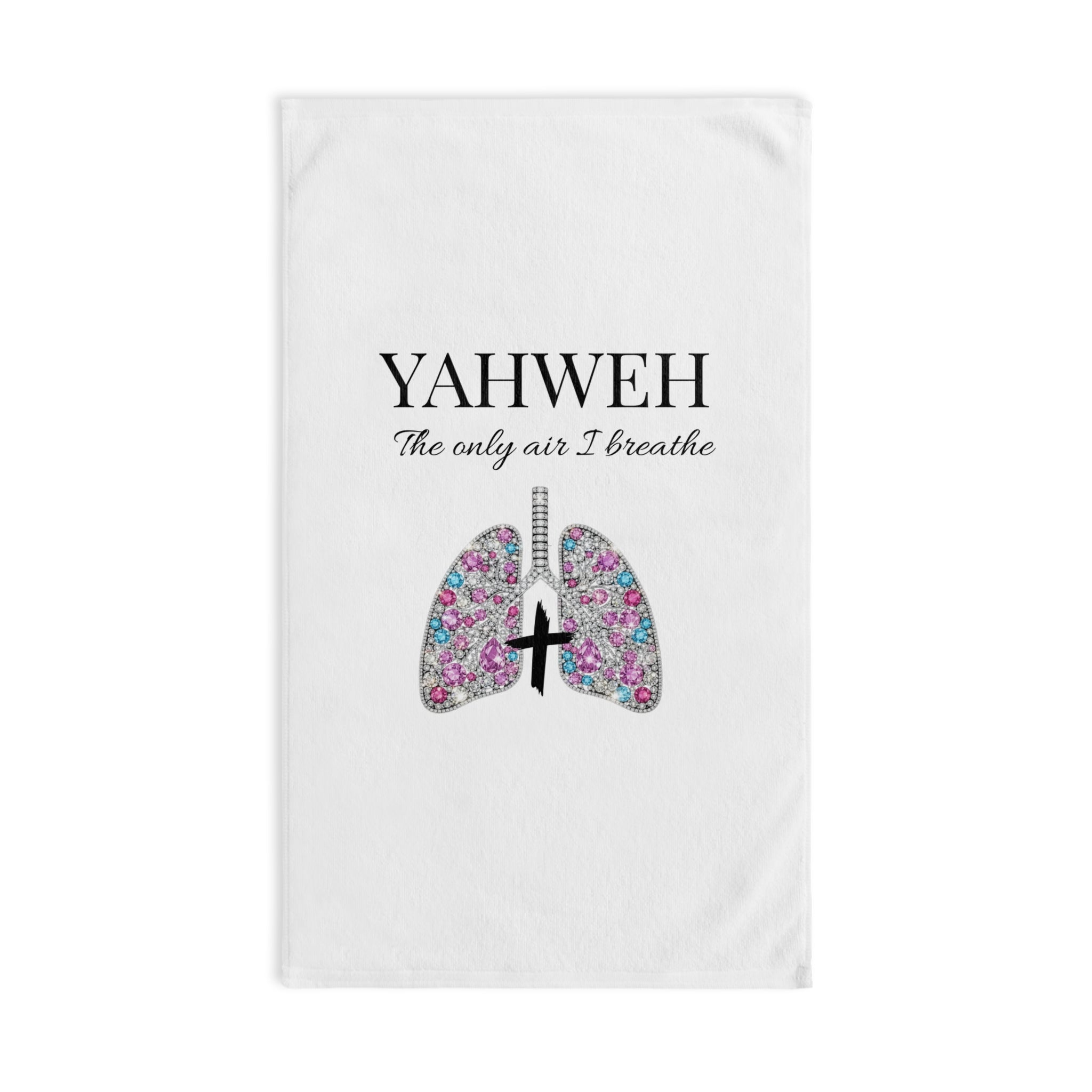 YAHWEH The Only Air I Breathe Floral Lungs Hand Towel — " Christian Tea Towel