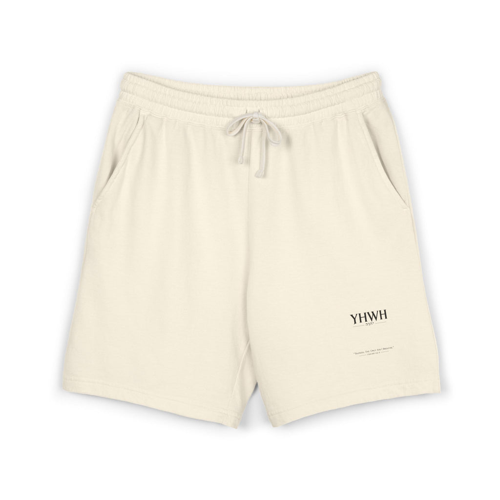 YHWH Minimalist Fleece Sweat Shorts — Lightweight Garment-Dyed Lounge Shorts
