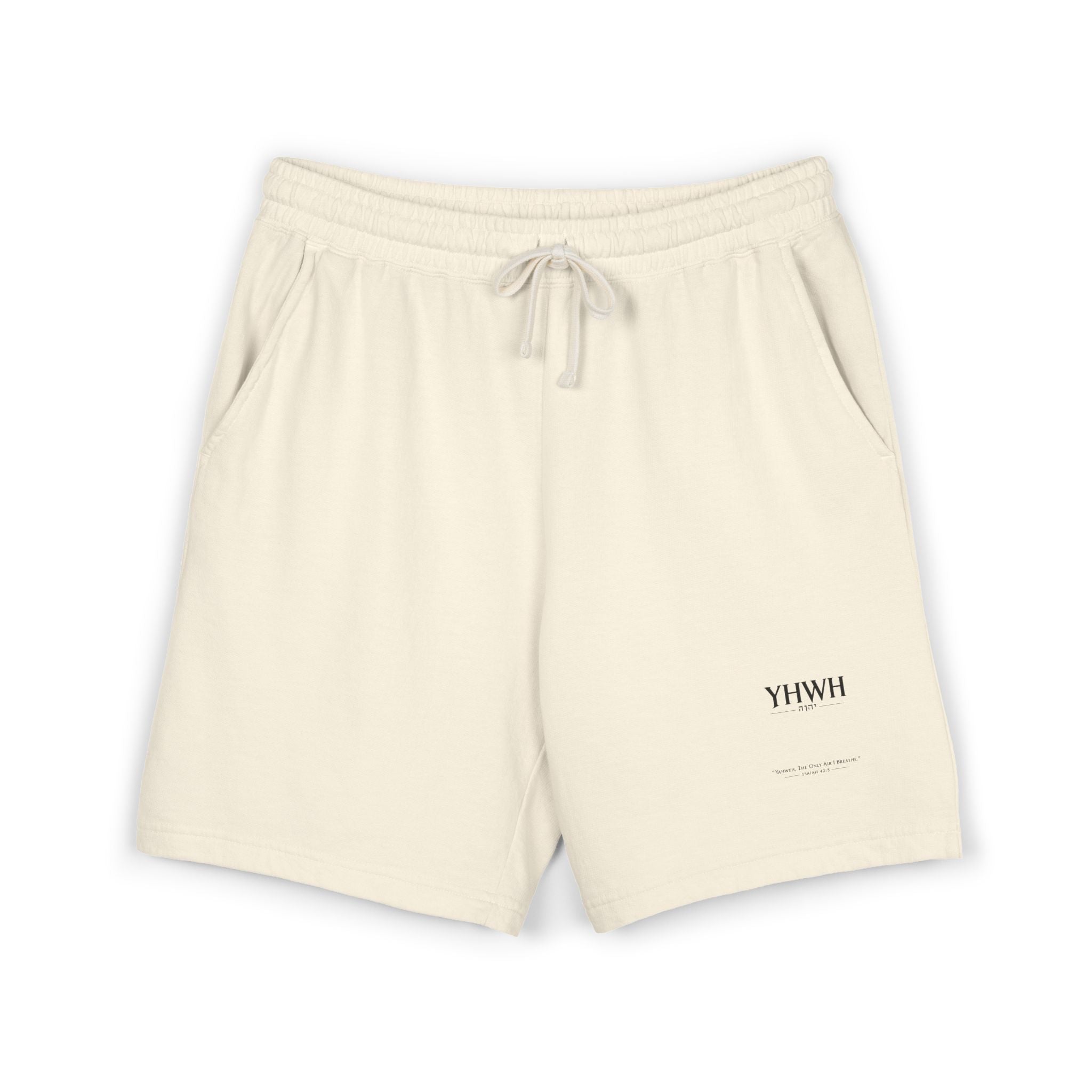 YHWH Minimalist Fleece Sweat Shorts — Lightweight Garment-Dyed Lounge Shorts