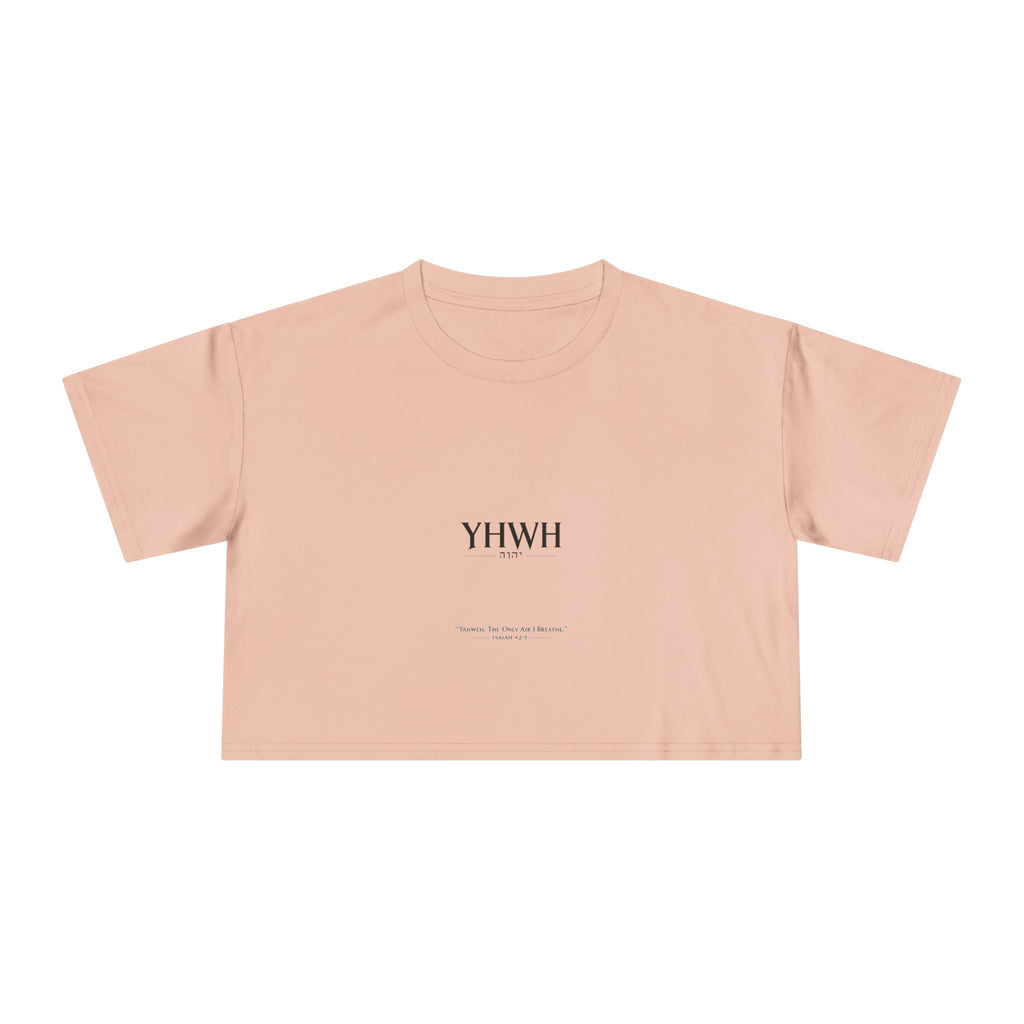 YHWH Minimalist Women's Crop Tee — Faith-Inspired Bible Verse Graphic Top