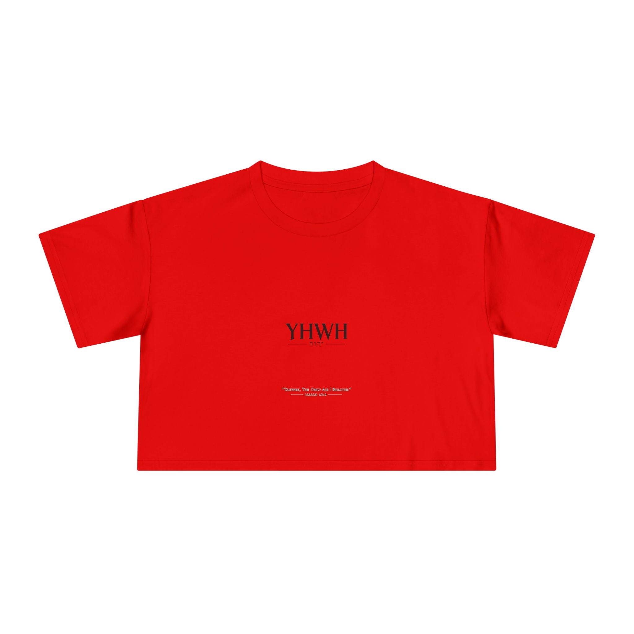 YHWH Minimalist Women's Crop Tee — Faith-Inspired Bible Verse Graphic Top