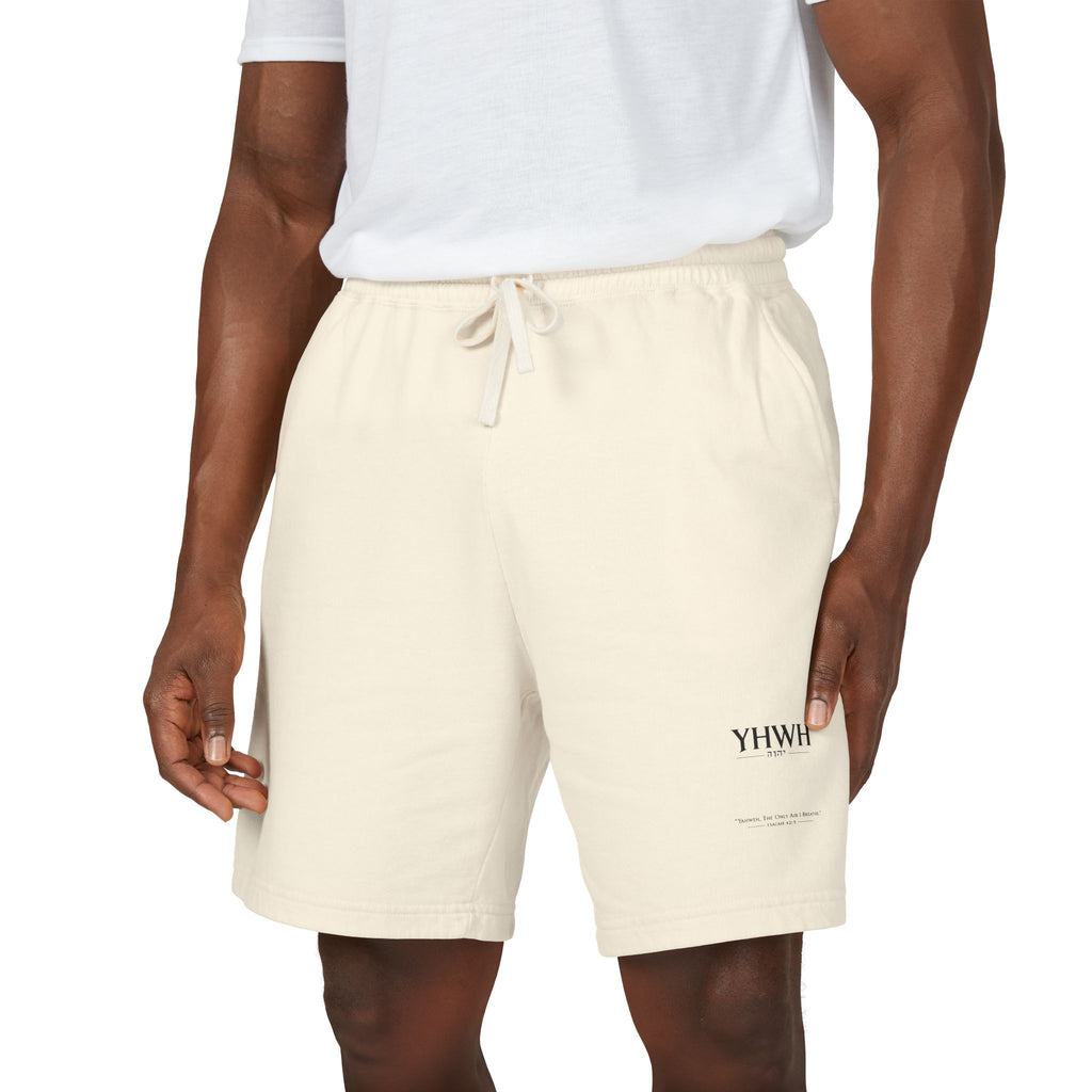 YHWH Minimalist Fleece Sweat Shorts — Lightweight Garment-Dyed Lounge Shorts