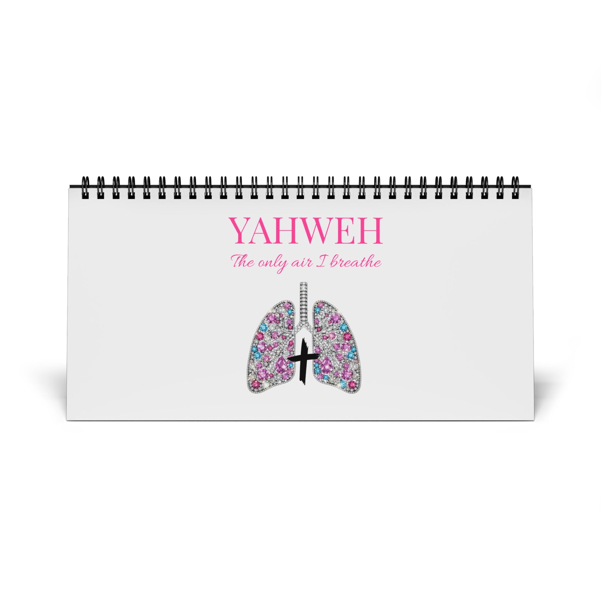 YahwehThe Only Air I Breathe  Desktop Calendar 2026 — Religious Prayer Desk Calendar with Floral Lungs Design