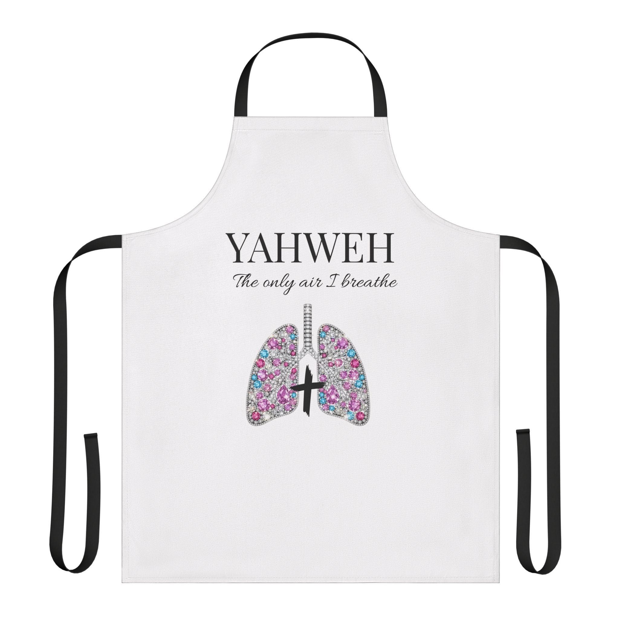 Religious Apron — "YAHWEH The Only Air I Breathe" Floral Lungs Christian Kitchen Apron