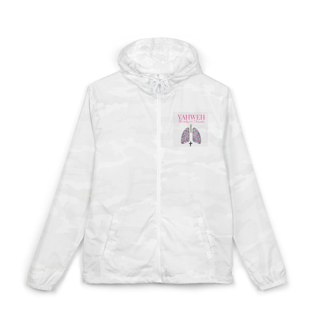 Yahweh The Only Air I Breathe  Windbreaker Jacket — 'Guided Wings' Lungs & Angel Wings Design