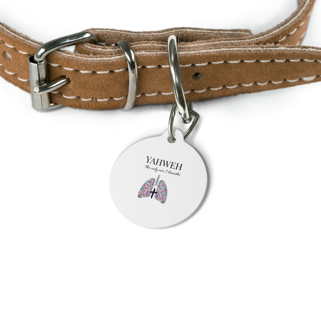 Pet Tag — "Yahweh The Only Air I Breathe" Floral Lungs Christian Dog ID Tag