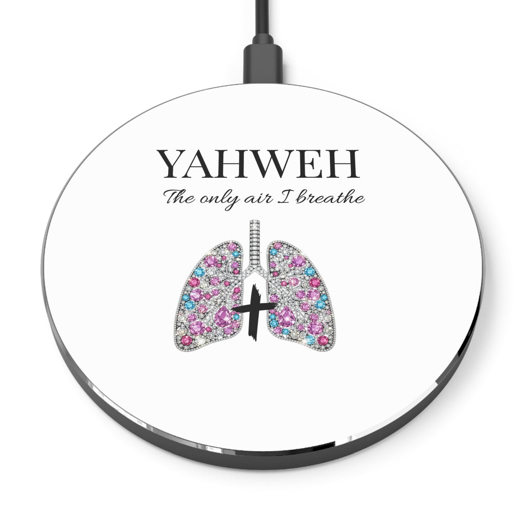 Wireless Charger – Yahweh “The Only Air I Breathe” Spiritual Phone Charger with Rhinestone Lungs Design
