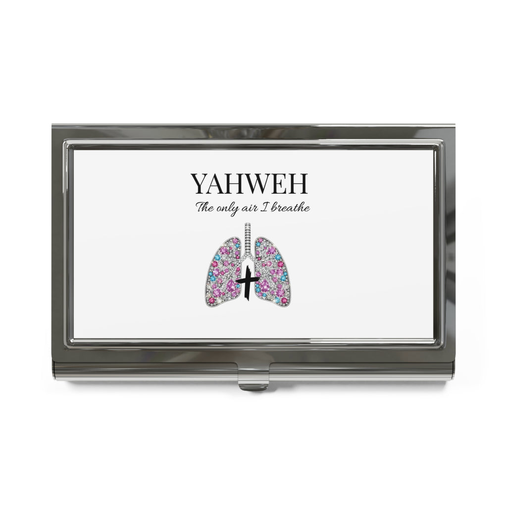 Business Card Holder — "YAHWEH The Only Air I Breathe" Floral Lungs Christian Card Case