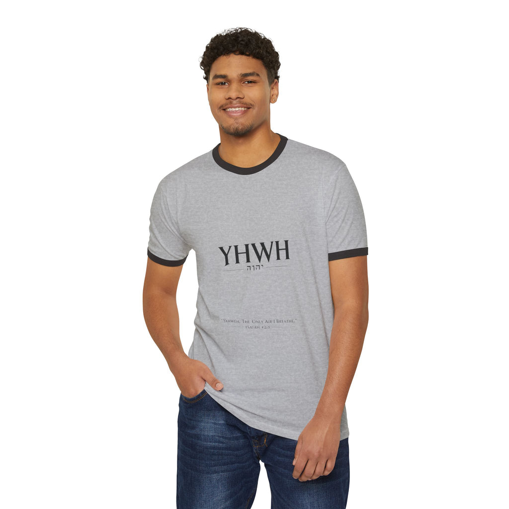 YHWH Hebrew Ringer T‑Shirt — Minimal Faith Tee with Divine Name