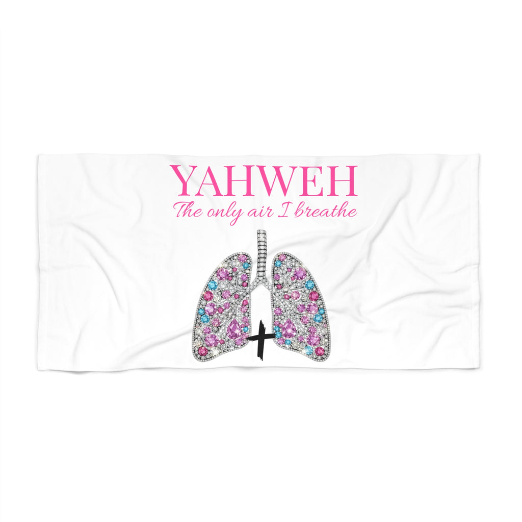 Beach Towel — "YAHWEH The Only Air I Breathe" Floral Lungs Christian Faith Towel